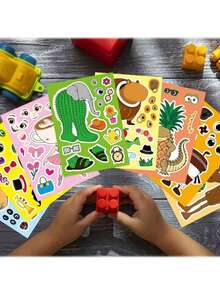 8Sheets New Italian Brainrot AI Animals Make A Fece Puzzle Sticker Funny Tungtungtung Sahur Notebook Laptop Guitar Skateboard Phone Decor Stickers