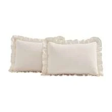 Lush Decor Ruffle Skirt Bedspread 3 Piece Set, Queen, Navy - Blue Queen Bedding - Ruffled Bedspread - Vintage Farmhouse Decor Halloween-Fall Decor-Room Decor - Ivory - View 8