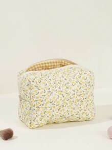 1 件大容量绗缝花卉化妆包，女士/女孩花卉迷人化妆包，便携式旅行化妆品收纳包，护肤包，情人节、母亲节、女士、旅行必需品、夏季礼物