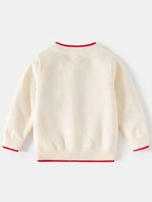 Girls' Letter & Bear Knitted Cardigan Sweater, Autumn/Winter