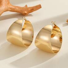 Light Luxury  Geometric Circle Earrings For Women - Elegant Retro Simple Design Earrings Niche - 銀色 - 查看 3