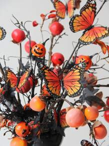 12/24 Pcs Black & White Butterfly Garden Stakes, Waterproof PVC Artificial Butterflies For Wedding Decor, Home Vase Decoration - Multicolor - View 6