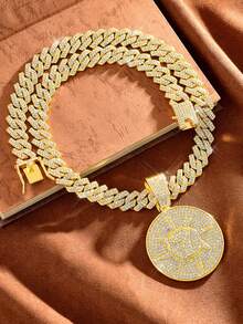 Dây chuyền mặt số "7" phong cách Hiphop Punk, hợp kim kẽm, mạ K trắng, xích , trang sức mặt dây chuyền đá tròn thời trang - Vòng cổ mặt dây chuyền hình tròn 7 - Xem 7