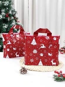 10/20个装圣诞礼品袋，红色圣诞树、驯鹿、星星、雪花图案礼品袋，圣诞派对装饰礼品包装，圣诞家庭聚会礼品包装用品，圣诞购物塑料袋，耐用塑料袋，圣诞厨房包装用品，2026新年装饰，圣诞装饰，圣诞礼物，圣诞礼品，派对小礼品 - 紅色聖誕 - 查看 2