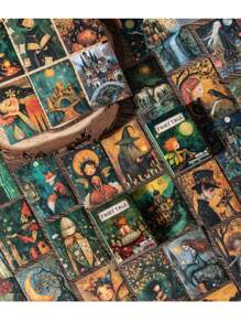 50张/包复古奇幻童话世界和纸防水垃圾日记本剪贴簿装饰工艺剪贴簿贴纸 50design Partten - 彩色 - 查看 1