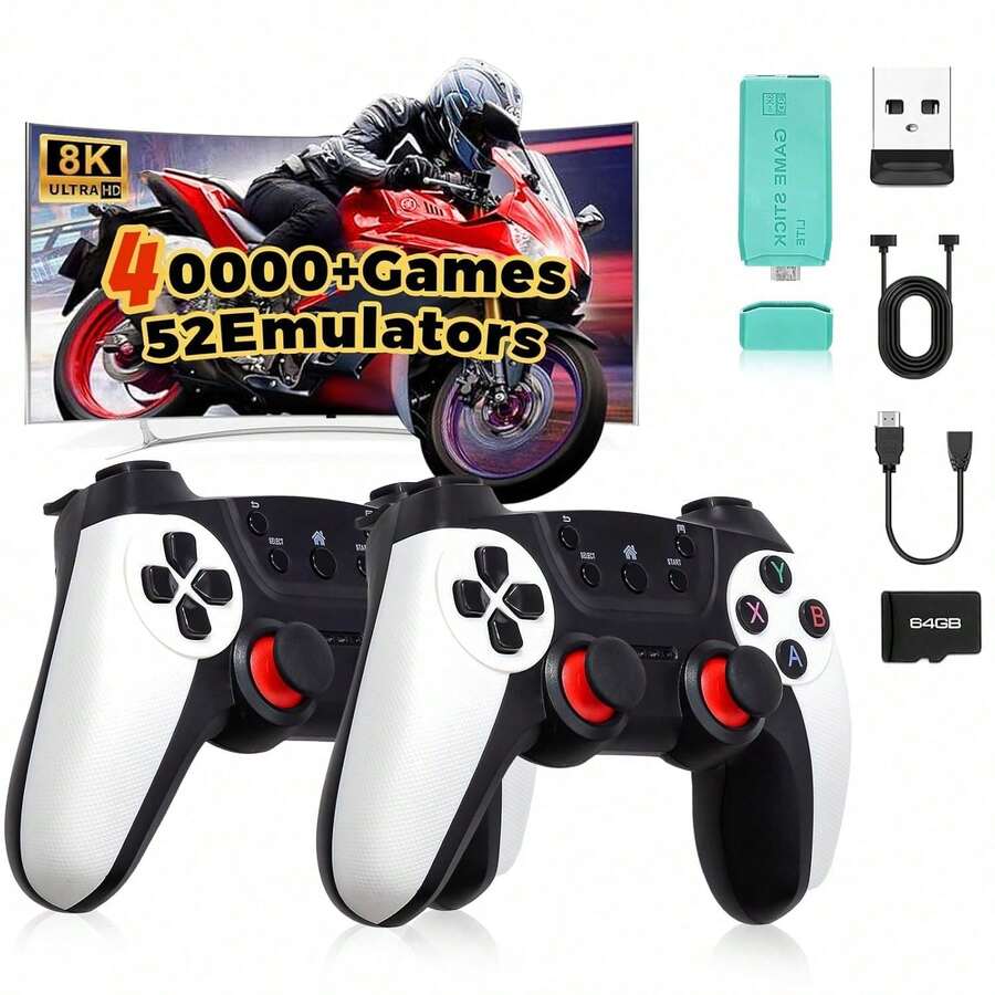 Forlarme Wireless Retro Game Stick,40000+ Classic Games,Retro Game Console, TV Output, Plug And Play Retro Game Revisiter With Premium Competitive Dual Controllers - White(白色) - 查看 1