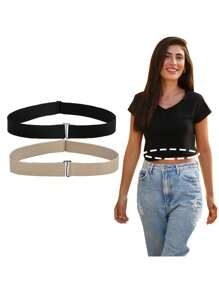 1/2pcs Adjustable Waist Cincher, Waist Shaper Tool For Sweaters And Shirts, Prevents Wardrobe Malfunction, Elastic Waist Belt To Change Outfit Style