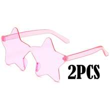 1-10副 - 无框五角星形眼镜，透明糖果色，派对眼镜，适合作为派对礼品，完美适用于泳池派对、海滩派对、夏季派对、生日派对、嘉年华、趣味活动或派对赠品（颜色随机）。