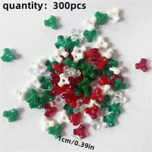 300pcs 1cm Transparent Bone Shaped Bead Triangle Shaped Beads Christmas Fun Christmas Theme Beads, Christmas Bead Kit - DIY Flower Garlands, Bells, And Tree Decorations, Acrylic Decorative Beads For Holiday Decoration