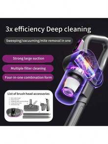 Cordless Handheld Dust Mite Vacuum Cleaner, Suitable For Car And Home, Strong Suction, 2000mAh Battery Capacity - Multicolor - View 4