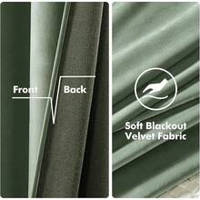 2 Panels Blackout Curtains Solid Soft Grommet Mustard Yellow Thermal Insulated Soundproof Room Darkening Curtains/Drapes/Panels Fall Living Room Bedroom 52 X 90 Inch - 鼠尾草綠 - 查看 4