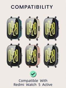 1pc Tempered Glass Film + PC Protective Case, Compatible With Redmi Watch 5 Active Smartwatch, With Integrated Screen Protector Accessory - For Redmi Watch 5 Active - View 3