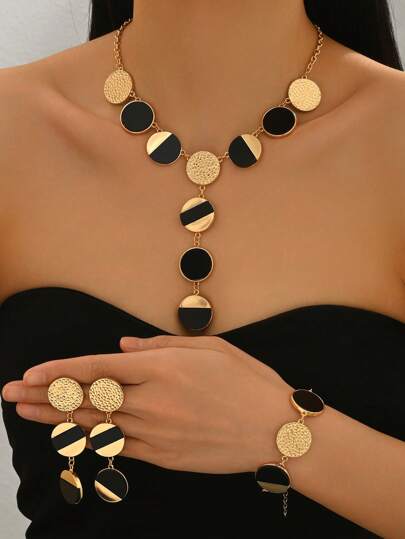 4 قطع/مجموعة طقم قلادة جديد وأنيق بشكل حرف Y، مجوهرات أنيقة بطراز أوروبي وأمريكي شخصي