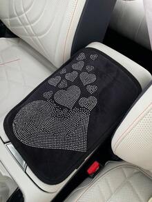 Cute Rhinestone Heart Shaped Car Armrest Pad, Creative Car Central Console Armrest Cushion Mat, Anti-Slip - Multicolor - View 2