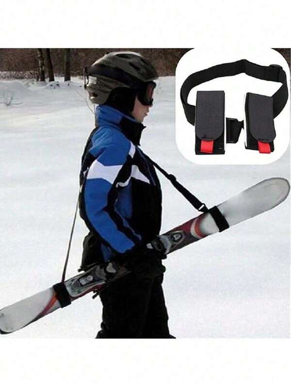 1 قطعة حزام كتف للتزلج ذو مقبض أحمر مزدوج ( الخطاف والحلقة عشوائي)