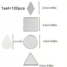 OUTANA 100片工艺镜套装包含三角形、正方形、圆形、水钻形、水滴形、心形等多种形状，可用于家居装饰，适合DIY马赛克创作，可拼贴成壁画、装饰品、房间装饰；也可用于装饰迪斯科球，点亮派对氛围，打造墙面装饰，还可用于厨房、客厅装饰。 - 彩色 - 查看 4
