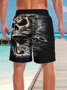 Shorts de praia casuais masculinos plus size com estampa floral havaiana 3D - secagem rápida, cintura com cordão, perfeitos para passeios de verão - Multicolorido - Ver 2