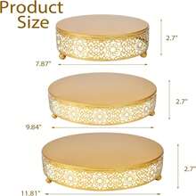 3pcss Golden 3-Tier Metal Cake Stand - Cake Stand Set Wedding, Dessert Table Decor, 3pcs Combination, Iron Art, Elegant And Decorative - Gold - View 6