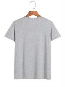 Grayi Graphic Tee For Men - Casual Athletic Style, Short-Sleeved Crewneck, Distressed Red Printing, 100% Cotton, Ideal For Summer Outdoor And Casual Use - 淺灰色 - 查看 2