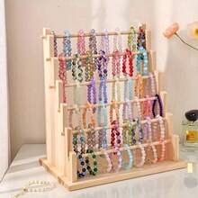 Wooden Bead Bracelet Display Stand, DIY Jewelry Organizer, Handmade Crafts Storage Rack, No Power Required, Artistic Bead Necklace Holder For Stalls, DIY Jewelry Display And Packaging Supplies