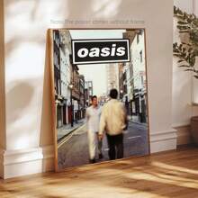1pc Canvas Wall Art Poster Inspired By The Oasis Album, Features Bright Colors Like Sky Blue, Ginger Yellow, Mixed Shades, White, Pink, And Black. It'S An Decor Piece Perfect For Music Lovers In Living Rooms And Bedrooms.Canvas Wall Art,Posters For Room,Home Decor,Room Decor Aesthetic,Room Decoration Stuff.Optional Frame - 1pc - View 9
