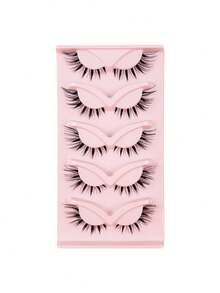 Ondine 5 支装透明茎睫毛，自然角色扮演，恶魔漫画睫毛，一体式假睫毛