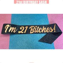 21st Birthday Decoration Sash For Women I'm 21 Black 33.5 Inch Long With  Gold Letters For Her-0166 - 如圖 - 查看 5