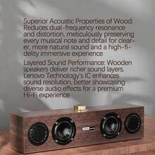 C02 Retro Wooden Speaker Dual-Mode Wired + Bluetooth Wireless Connection Wooden Box Enhanced Bass Lenovo Ingenious Wooden Craft Universal Player For Computer, Mobile Phone And Tablet - Wood Grain Color - View 1