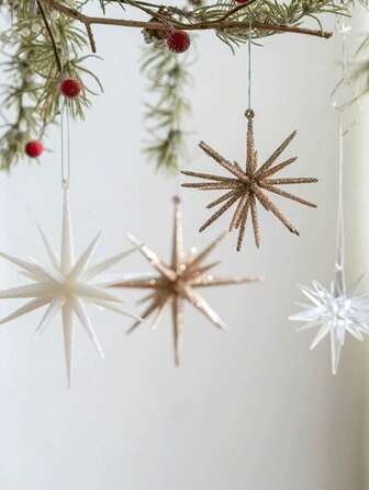 1 件圣诞树星形装饰闪光装饰 - 无需电力塑料星爆装饰适用于节日庆典圣诞装饰