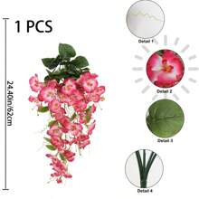 1 pieza/2 piezas Flores colgantes artificiales, plantas colgantes falsas, enredaderas de hibisco de seda falsa resistentes a los rayos UV, flores realistas para canastas, hogar, porche, exterior, jardín, patio