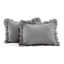 Lush Decor Ruffle Skirt Bedspread 3 Piece Set, Queen, Navy - Blue Queen Bedding - Ruffled Bedspread - Vintage Farmhouse Decor Halloween-Fall Decor-Room Decor - Abu-abu Tua - View 5