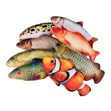 28cm逼真毛绒鱼玩偶（非电动）宠物抱枕仿真逗鱼毛绒玩偶逗猫毛绒鱼玩偶金鱼鲫鱼鲤鱼小丑鱼柔软填充动物鲤鱼毛绒抱枕玩偶创意睡垫（手工测量尺寸，可能有轻微偏差） - 彩色 - 查看 5