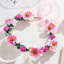 1件装女士可调节彩色花朵头饰，优雅甜美，适合新娘、伴娘、情人节佩戴，波西米亚风花朵头饰，适用于婚礼、旅行、拍照、派对、节日和送礼，可作皇冠、头饰、服装皇冠 - 彩色 - 查看 15