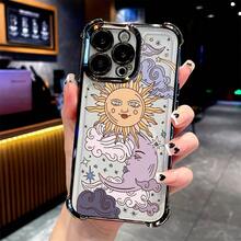 Funda de Teléfono Luna y Sol para 17 16 15 14 13 12 11 Pro X XR XSMAX 8 Plus, a prueba de golpes, transparente, suave, cubierta trasera - Colores mixtos - Ver 2