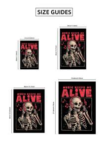 1 件无框万圣节艺术带耳机骷髅鬼怪音乐爱好者墙面印刷品，圣诞节/万圣节装饰的哥特式派对海报，宿舍/卧室的时髦海报和返校礼物（房间装饰、墙面印刷品、装饰、卧室装饰）万圣节装饰圣诞装饰感恩节婚礼家居装饰家居装饰秋季装饰秋季装饰生日装饰礼品派对用品室内节日装饰墙面装饰万圣节装饰品