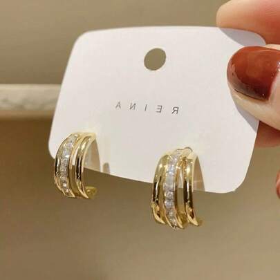 Brincos elegantes e brilhantes em círcul e em forma de gota Acessórios de joias com Design Estilo