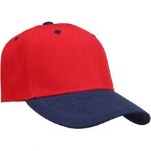 Bulk Lot 12-Pack Adjustable Size Plain Blank Solid Color Baseball Caps - Red/Navy - View 3
