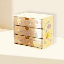 Miniso 名创优品布丁狗多抽屉收纳盒，易拉抽屉，轻巧设计，可爱Hello Kitty/Melody图案，适用于梳妆台、宿舍和旅行收纳（1个） - 黃色 - 查看 2
