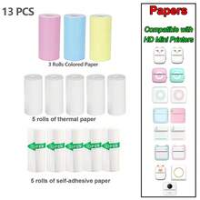 13 Rolls Thermal Printing Paper, Includes 5 Rolls Of Self-Adhesive Paper, 3 Rolls Of Colorful Thermal Paper, And 5 Rolls Of Thermal Paper, For Study Notes, Photos, Memos, Compatible With Most Portable Mini Printers - Multicolor - View 5