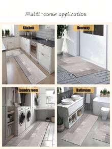 1 件优质硅胶厨房垫，采用优雅几何设计，防水抗疲劳地毯，适用于厨房、浴室、洗衣房 - 彩色 - 查看 5