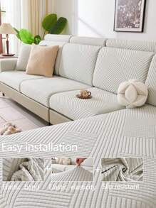 1pc Stretch Thickened Warm Sofa Cover, Non-Slip Full Coverage Sofa Seat Cushion, Suitable For All Seasons, Fabric Sofa Slipcover, Machine Washable, Dust-Proof, Pet-Friendly, Decorative Sofa Protector, Adjustable For Corner Sofa, Bedroom, Office, Living Room 1/2/3/4 Seater - Light Grey - View 7