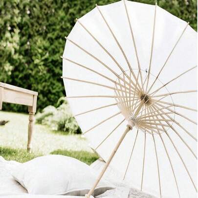 1把白色纸伞，适用于婚礼派对装饰、婚礼餐桌中心摆件、新娘道具、花瓶填充物、摄影道具、DIY绘画用品