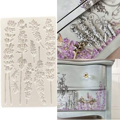 1pc Lavender & Bee Silicone Mold, Fondant Cake Decorating Tool, Silicone Mold, Candy Cupcake Chocolate Mold, Kitchen Accessories, Baking Tool