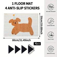 1 Pc Cartoon Dog Striped Bath Mat, Non-Slip Absorbent Flannel Rug, Machine Washable Polyester Blend, Rectangular Bathroom Floor Mat, Bedroom Bedside Rug, Living Room Area Rug, Home Decoration Rug Carpet Rugs Door Mat Room Decor Carpet For Living Room Kitchen Rug Bedroom Decor Blankets And Throws Rugs For Bed Room Bathroom Decor Room Decoration Stuff Living Room Decor Office Decor House Decor Home Decor Living Room Bathroom Rug Room Decor Aesthetic