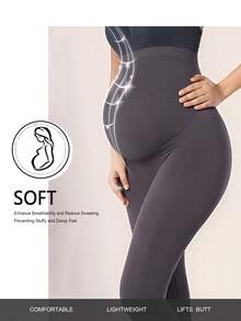 Women's Maternity Solid Leggings - Slim Fit Medium Stretchy High-Waisted Yoga & Sports Pants - 紫紅色 - 查看 4