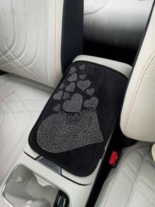 Cute Rhinestone Heart Shaped Car Armrest Pad, Creative Car Central Console Armrest Cushion Mat, Anti-Slip - Multicolor - View 7