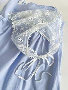 Koronkowa opaska na głowę z trójkątnym szalikiem dla kobiet, ręcznie robiona na szydełku w stylu koreańskim, pusty wzór, rekwizyt do zdjęć