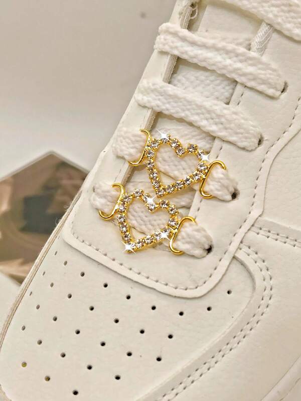 2pcs Elegant Hollow Alloy Shoe Charms, Decorated With Sparkling Rhinestones And Faux Pearls, Suitable For Boots And Sneakers