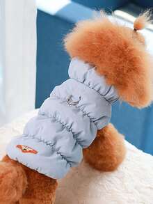 2 腿宠物背心衣服，带扣的温暖冬季服装，适合中小型犬和猫 - 粉色 - 查看 10