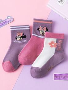 Disney 3/6 đôi tất họa tiết Minnie Mouse dễ thương chính hãng, tất dài đến bắp chân cho bé gái, tất kiểu hoạt hình Hàn Quốc cho bé trai, tất mùa thu/đông, tất cho bé sơ sinh, tất - Nhiều màu - Xem 5